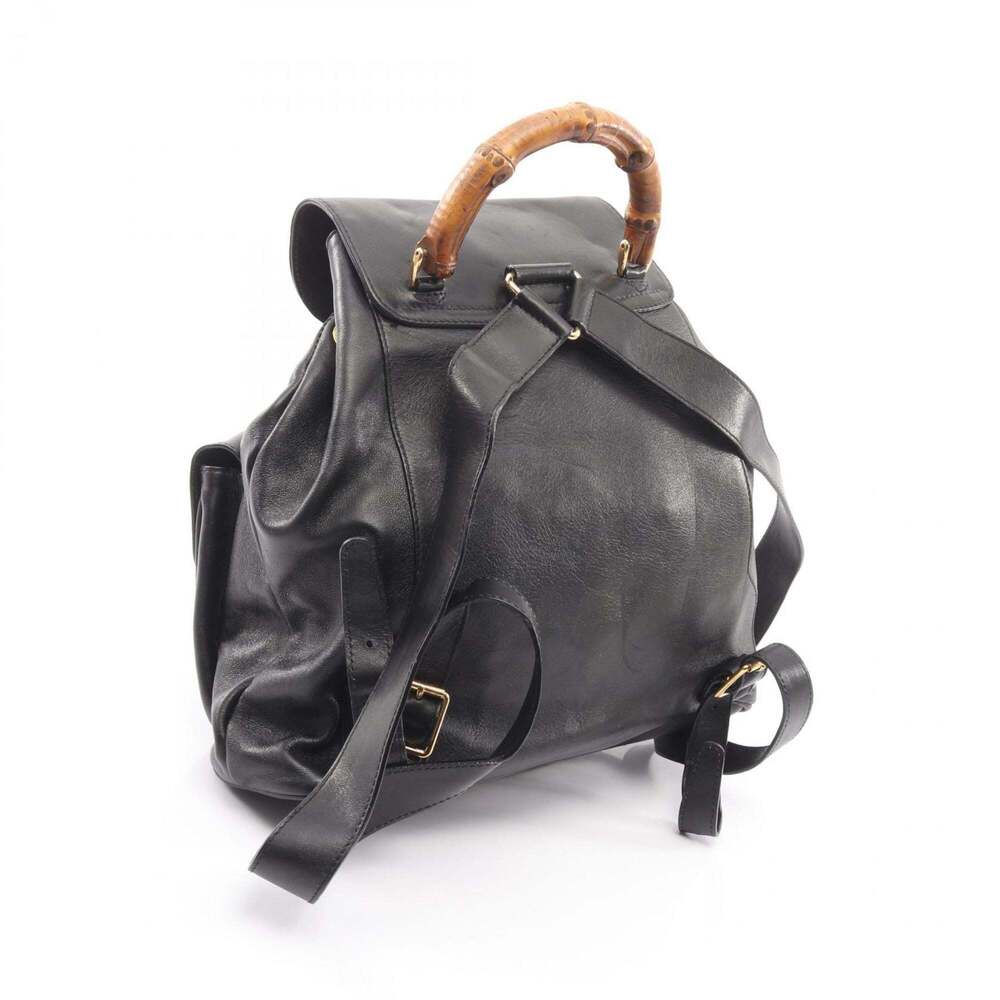 GUCCI Authentic Black Leather Bamboo Backpack - Picture 2 of 12